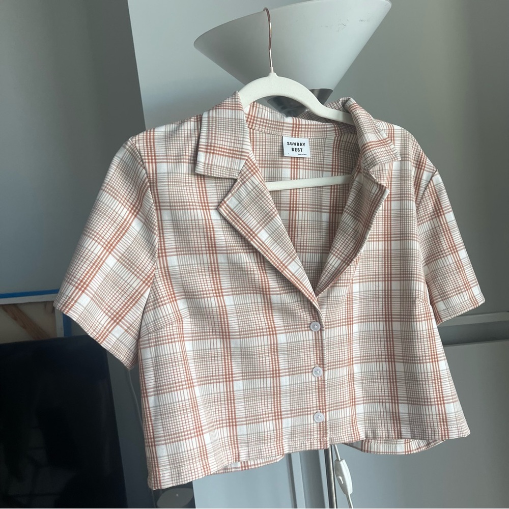 Aritzia Sunday best Plaid Cropped Button-Up Shirt
